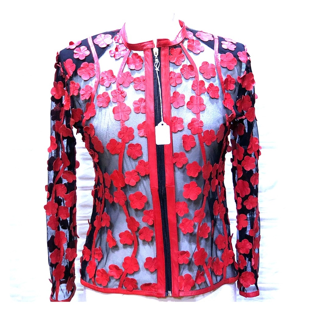 Leather and mesh red jacket size small